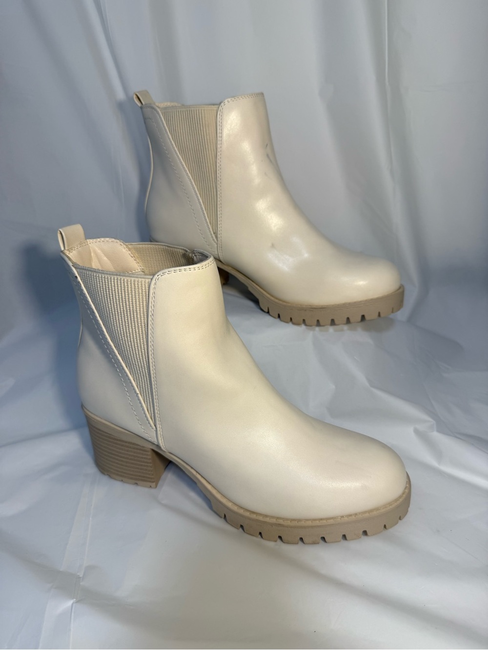 MIA Cream Lug Sole Chelsea Booties